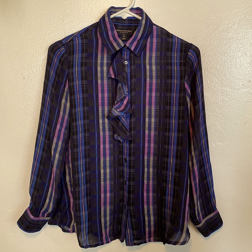 Banana Republic Button Down Ruffle Blouse